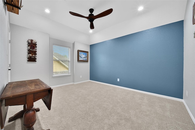 14314 Prosper Ridge Dr, Cypress, TX 77429 - spare room with carpet floors, ceiling fan, and recessed lighting