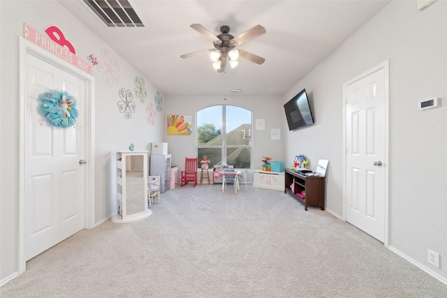 18914 Woodglen Shadows Dr, Humble, TX 77346 - playroom featuring carpet flooring and ceiling fan