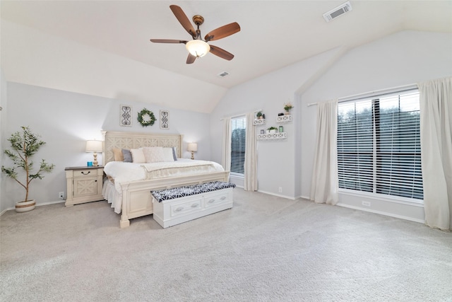 18914 Woodglen Shadows Dr, Humble, TX 77346 - bedroom featuring vaulted ceiling, carpet, and ceiling fan