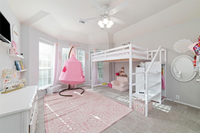 18914 Woodglen Shadows Dr, Humble, TX 77346 - carpeted bedroom with baseboards and ceiling fan