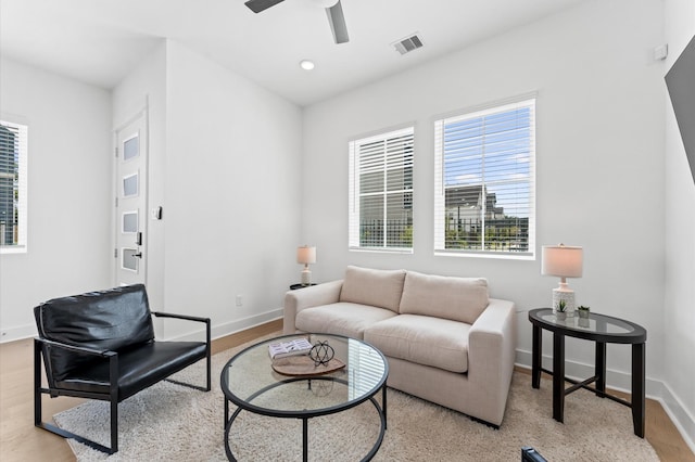 2213 Springwood Vista Ln, Houston, TX 77055 - living room with healthy amount of natural light, ceiling fan, light wood finished floors, and recessed lighting