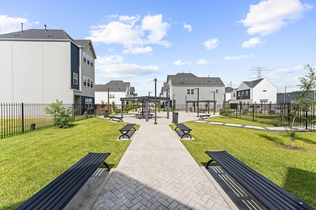 2213 Springwood Vista Ln, Houston, TX 77055 - view of home's community with a pergola, a residential view, and a patio area