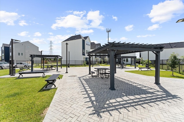 2213 Springwood Vista Ln, Houston, TX 77055 - view of property's community featuring a pergola and a patio
