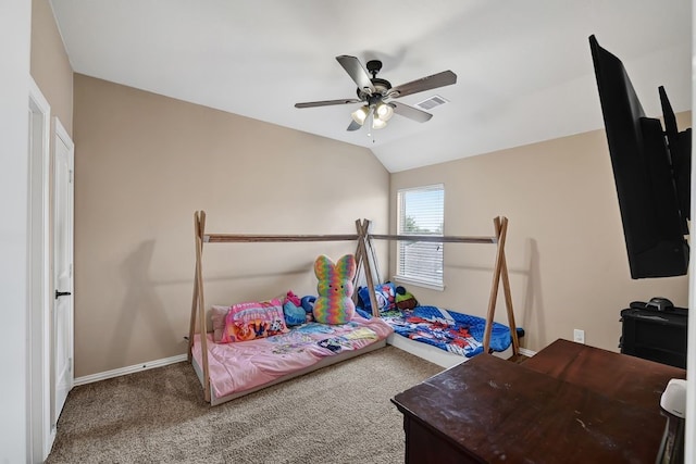 19443 Alton Springs Dr, Cypress, TX 77433 - carpeted bedroom with ceiling fan and vaulted ceiling