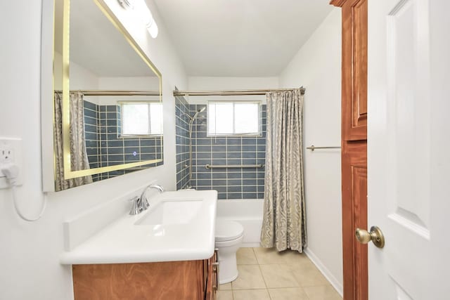 9417 Fairland Dr, Houston, TX 77051 - full bathroom with vanity, tile patterned flooring, and shower / bathtub combination with curtain