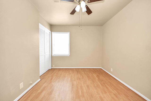 9417 Fairland Dr, Houston, TX 77051 - unfurnished bedroom with light wood-style flooring and a ceiling fan