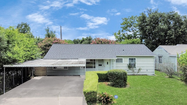 9417 Fairland Dr, Houston, TX 77051 - view of front of property with concrete driveway, an attached carport, and roof with shingles