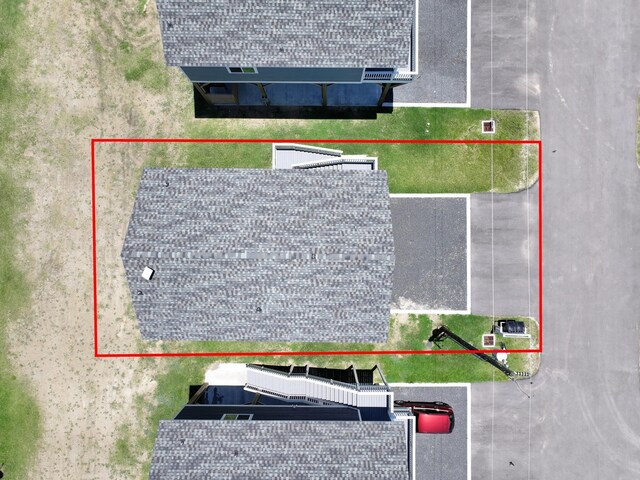 1032 Sunset Cir W, Crystal Beach, TX 77650 - view from above of property featuring property parcel outlined