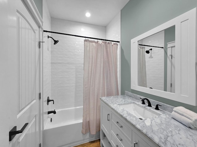 1032 Sunset Cir W, Crystal Beach, TX 77650 - bathroom with shower / tub combo and vanity