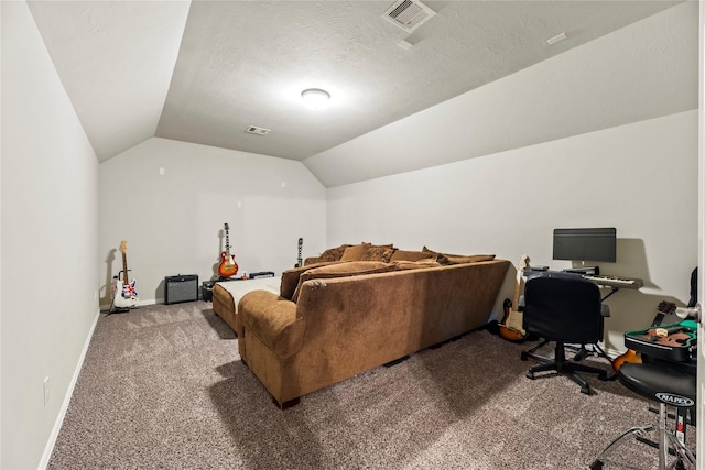 1115 Tydeman Ct, Katy, TX 77494 - carpeted home theater featuring vaulted ceiling and baseboards