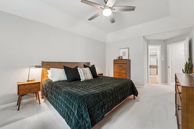 87 E Greenhill Terrace Pl, The Woodlands, TX 77382 - bedroom with light colored carpet and ceiling fan