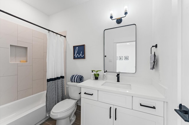 8321 Springwood Creek Ln, Houston, TX 77055 - full bathroom featuring vanity and shower / bathtub combination with curtain