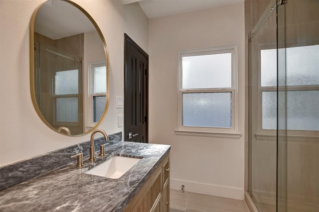 4316 Dickson St, Houston, TX 77007 - bathroom featuring vanity and a shower with shower door