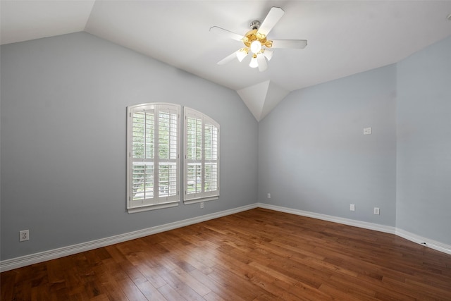 12814 Josey Creek Ct, Cypress, TX 77433 - unfurnished room with lofted ceiling, a ceiling fan, and wood finished floors