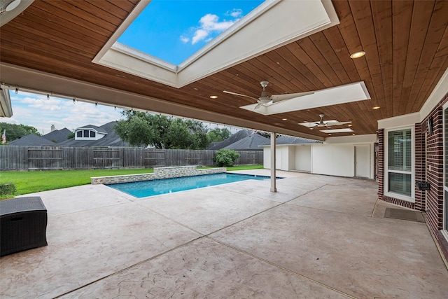 12814 Josey Creek Ct, Cypress, TX 77433 - view of swimming pool with a ceiling fan, a patio, and a fenced backyard