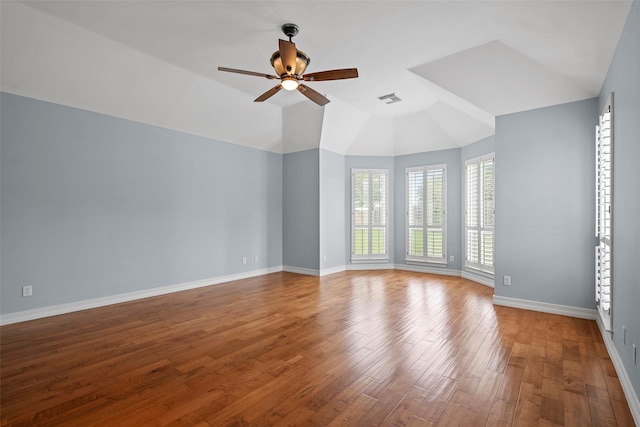 12814 Josey Creek Ct, Cypress, TX 77433 - spare room featuring a ceiling fan, wood finished floors, and vaulted ceiling