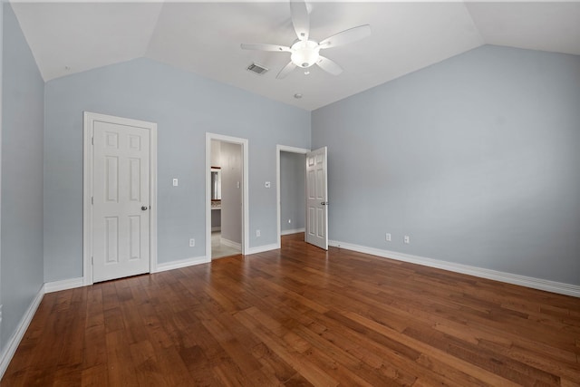 12814 Josey Creek Ct, Cypress, TX 77433 - unfurnished bedroom featuring vaulted ceiling, wood finished floors, and ceiling fan