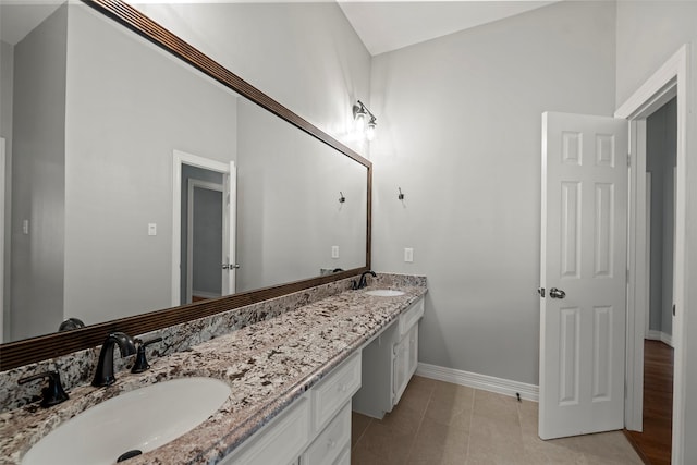 12814 Josey Creek Ct, Cypress, TX 77433 - bathroom with double vanity and tile patterned floors