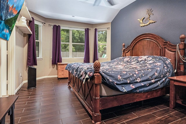 18819 Deer Trace Dr, Crosby, TX 77532 - bedroom featuring wood tiled floors and lofted ceiling