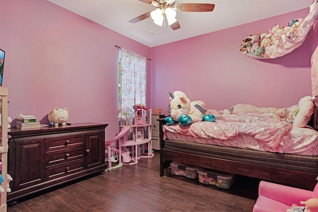 18819 Deer Trace Dr, Crosby, TX 77532 - bedroom featuring dark wood-type flooring and a ceiling fan