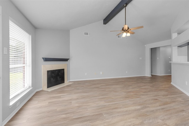 2307 Pine Cone Dr, Houston, TX 77339 - unfurnished living room featuring a high end fireplace, healthy amount of natural light, a ceiling fan, and light wood-style floors