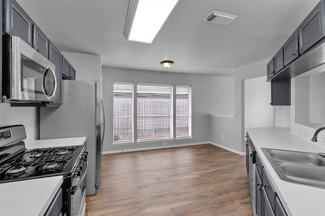 2307 Pine Cone Dr, Houston, TX 77339 - kitchen featuring appliances with stainless steel finishes, light countertops, and light wood-style flooring