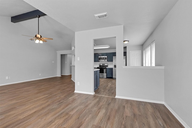 2307 Pine Cone Dr, Houston, TX 77339 - unfurnished living room featuring a ceiling fan and wood finished floors