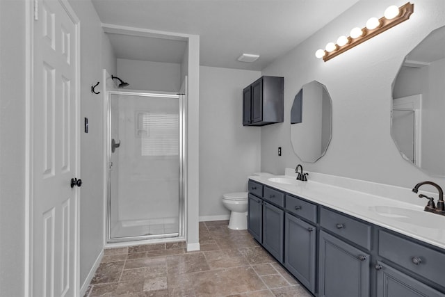 2307 Pine Cone Dr, Houston, TX 77339 - full bath with a stall shower, double vanity, and stone finish floors