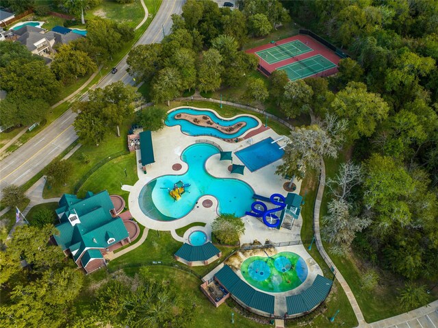 1734 Forestlake Dr, Sugar Land, TX 77479 - drone / aerial view of a pool area