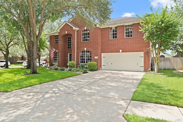 16403 Bogan Flats Ct, Houston, TX 77095 - view of front of house with concrete driveway, brick siding, and an attached garage