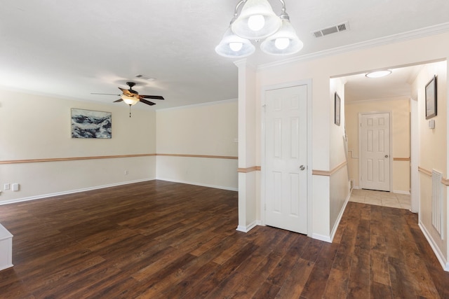 34 Sweetdream Pl, The Woodlands, TX 77381 - spare room with wood finished floors, ceiling fan, and ornamental molding