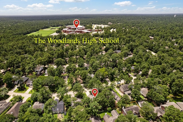 34 Sweetdream Pl, The Woodlands, TX 77381 - aerial view of residential area featuring a forest