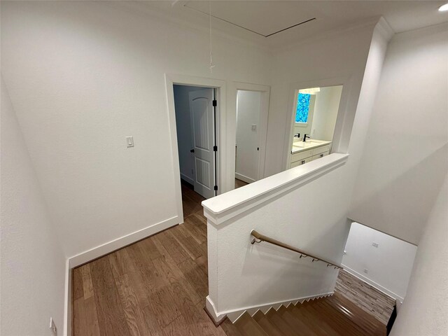6635 Tc Jester Blvd Unit A, Houston, TX 77007 - stairs with wood finished floors and attic access
