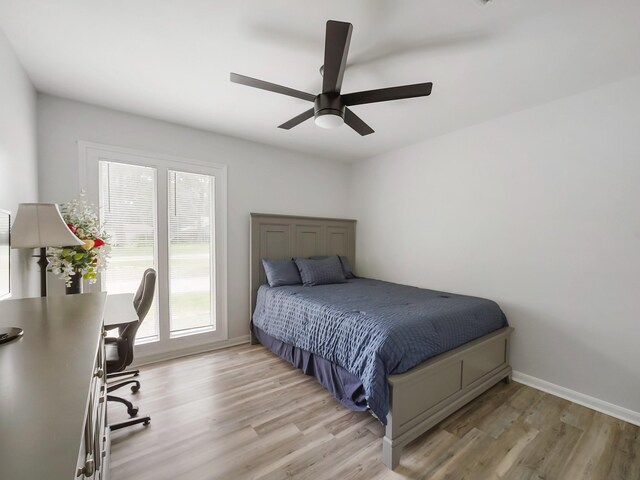 19518 Barwick Dr, Spring, TX 77373 - bedroom with light wood-type flooring, a desk, and ceiling fan