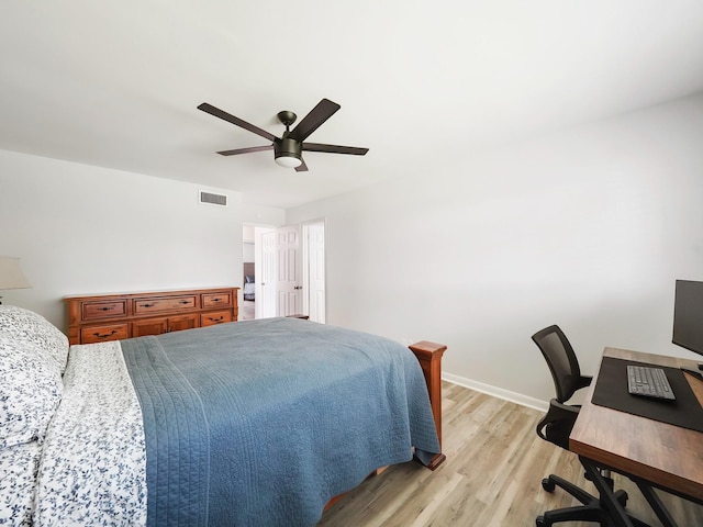 19518 Barwick Dr, Spring, TX 77373 - bedroom with light wood-type flooring, an office area, and ceiling fan