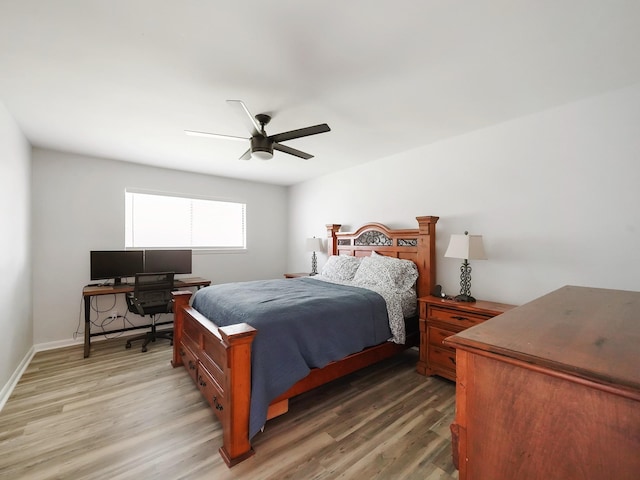 19518 Barwick Dr, Spring, TX 77373 - bedroom with light wood finished floors, a ceiling fan, and an office area