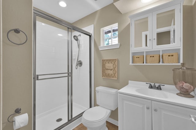35 S Floral Leaf Cir, The Woodlands, TX 77381 - bathroom with a shower stall and vanity
