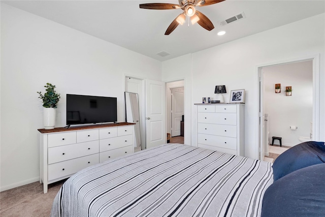 23823 Escardilla Ln, Hockley, TX 77447 - bedroom featuring light carpet, recessed lighting, and a ceiling fan