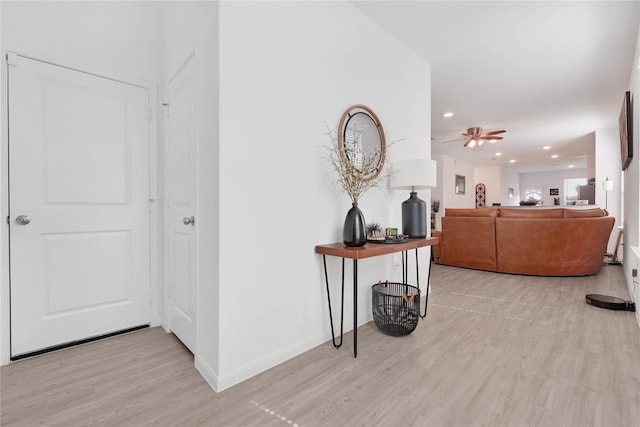 23823 Escardilla Ln, Hockley, TX 77447 - corridor with light wood finished floors and recessed lighting