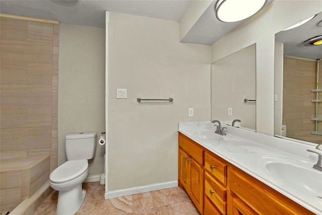 925 Royal Oak Dr, Dickinson, TX 77539 - full bathroom with double vanity, tile patterned floors, and a tile shower