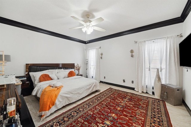 14907 Alderwick Dr, Sugar Land, TX 77498 - bedroom with ornamental molding and ceiling fan