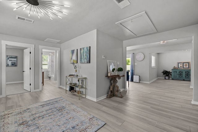 5709 David St, Dickinson, TX 77539 - hall with attic access and wood finished floors
