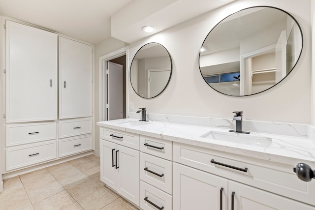 12135 Quail Creek Dr, Houston, TX 77070 - full bathroom with double vanity, tile patterned flooring, and a closet