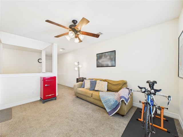 22 Tassia Ln, Pasadena, TX 77058 - living area with a ceiling fan and carpet floors