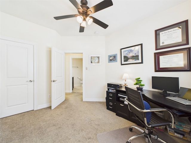 22 Tassia Ln, Pasadena, TX 77058 - office area with light carpet and ceiling fan