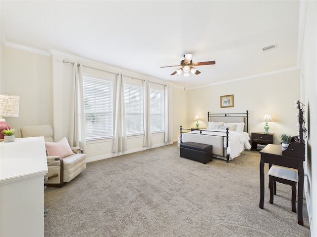 22 Tassia Ln, Pasadena, TX 77058 - bedroom featuring ornamental molding, carpet, and a ceiling fan