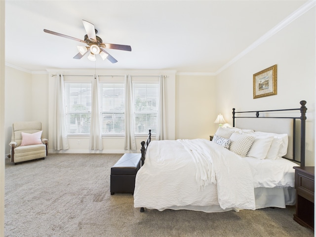 22 Tassia Ln, Pasadena, TX 77058 - carpeted bedroom with ornamental molding and ceiling fan