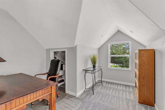 561 N Royale Greens Dr, Coldspring, TX 77331 - office space featuring lofted ceiling and light colored carpet