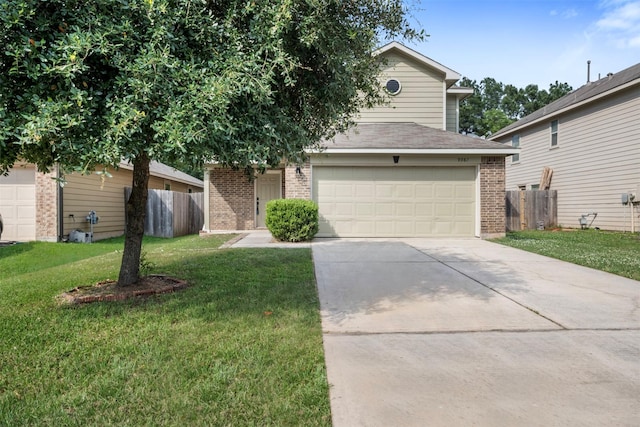 9987 Sterling Place Dr, Conroe, TX 77303 - view of front of house featuring brick siding, concrete driveway, a garage, and roof with shingles