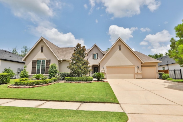 8511 Tynan Ridge Dr, Magnolia, TX 77354 - view of front facade with stucco siding, a garage, and driveway